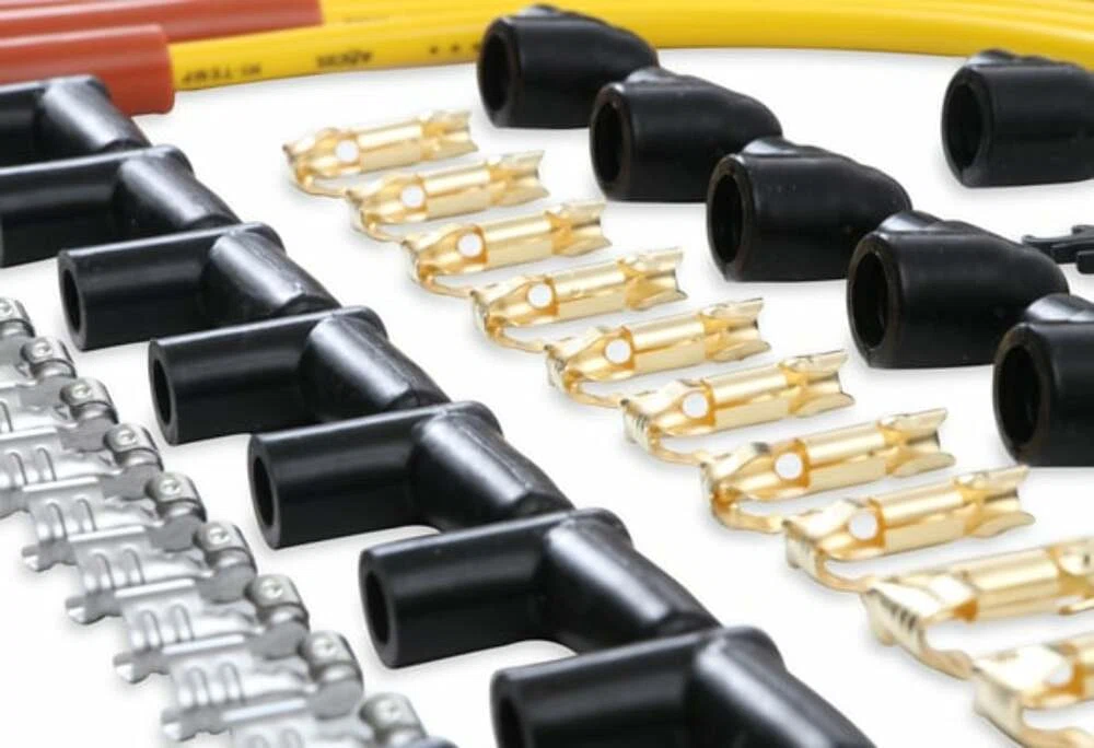 Spark Plug Wire Set - 8mm - Yellow with Orange Straight Boots - 4040